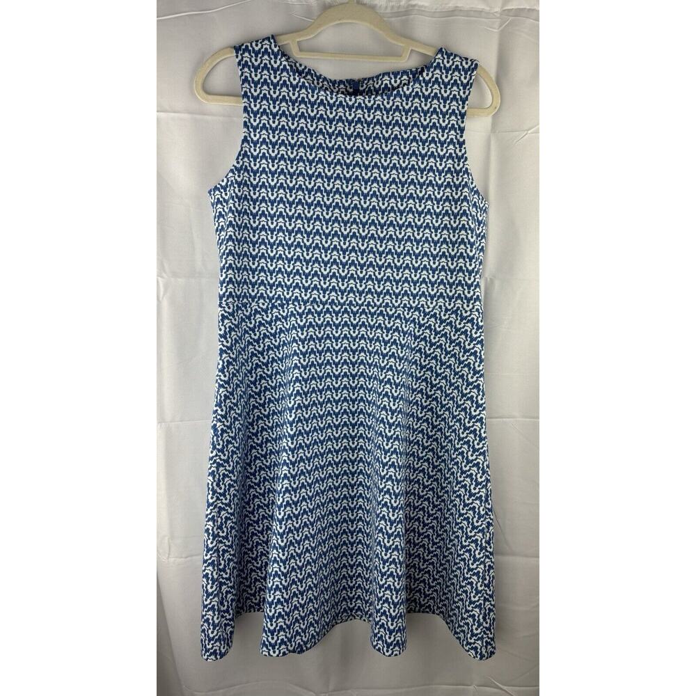 Talbots Petites Sleeveless Back Zip Blue White Dress LP Large Petite